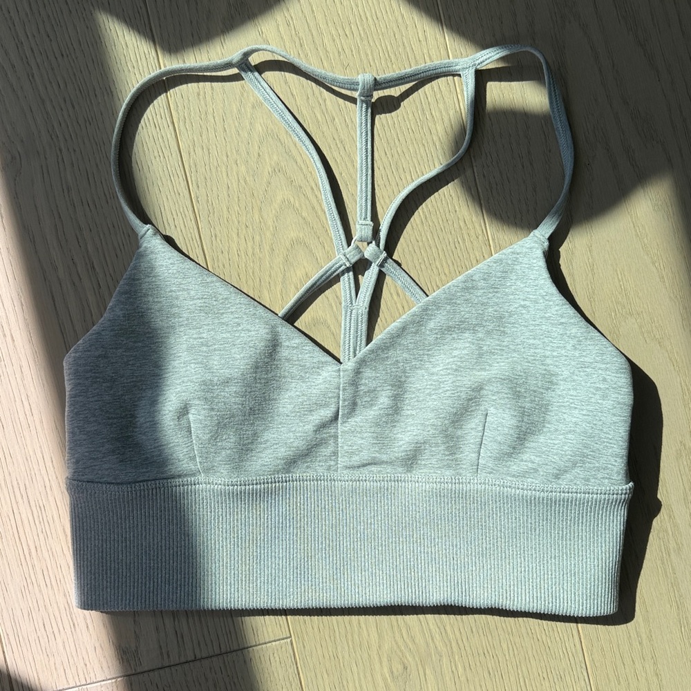 ALO Yoga Light Gray Ribbed Sports Bra